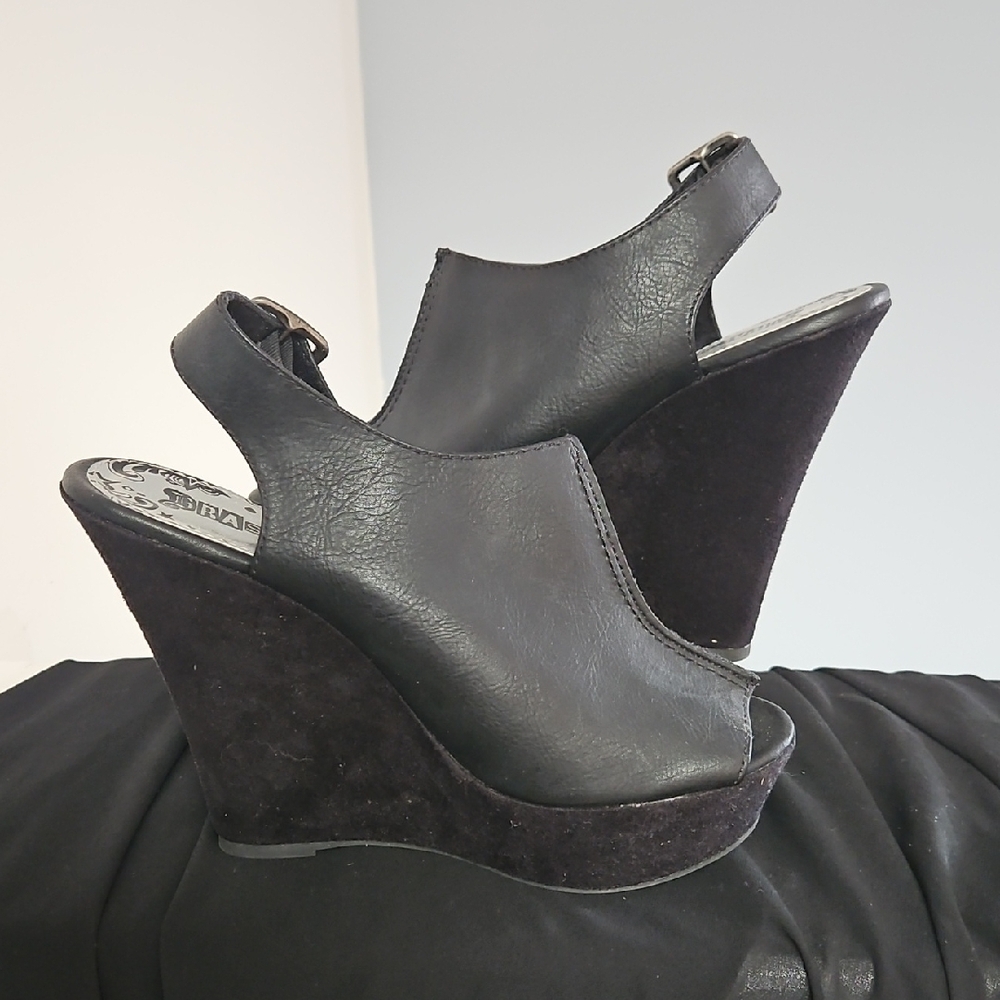 Black Wedge Sandals